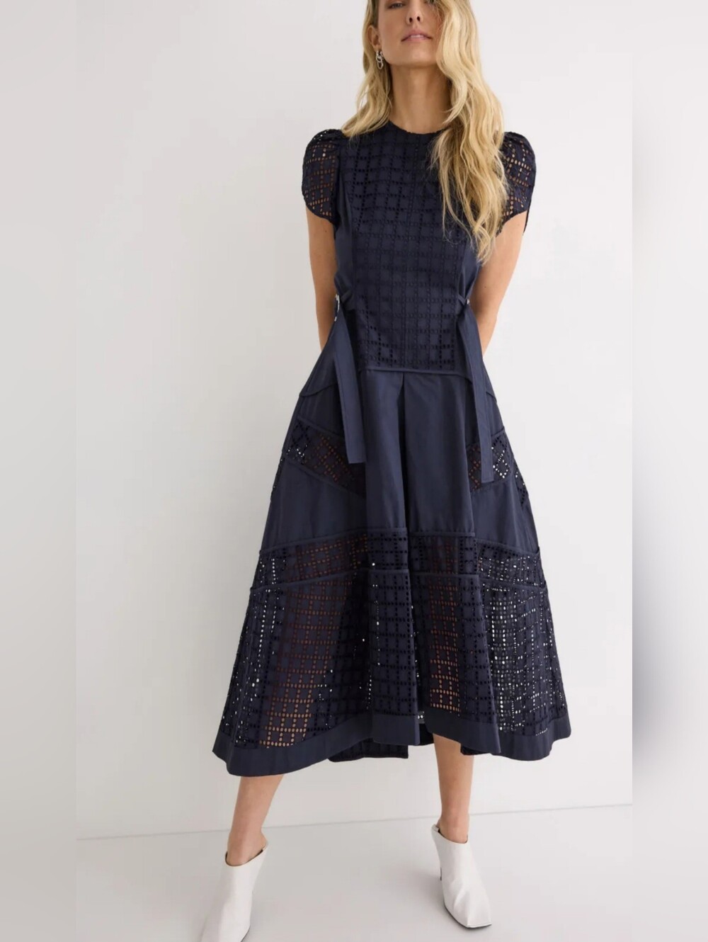 3.1 Phillip Lim Broderie Anglaise Grid Tulip Dress Women Size 0